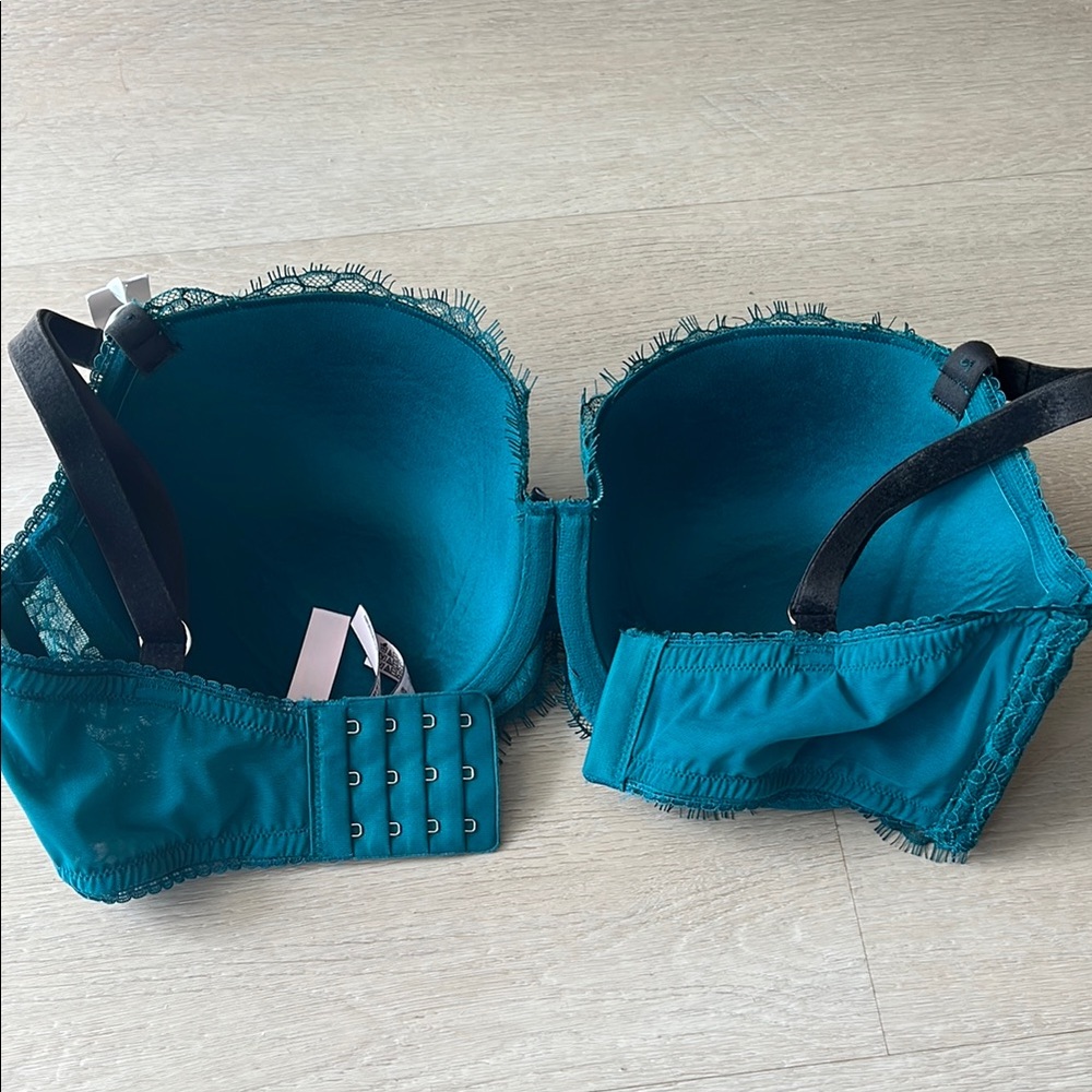 Victoria's Secret Dream Angels Lined Demi Teal Green Lace Bra Size 34DDD NWT - Picture 3 of 4